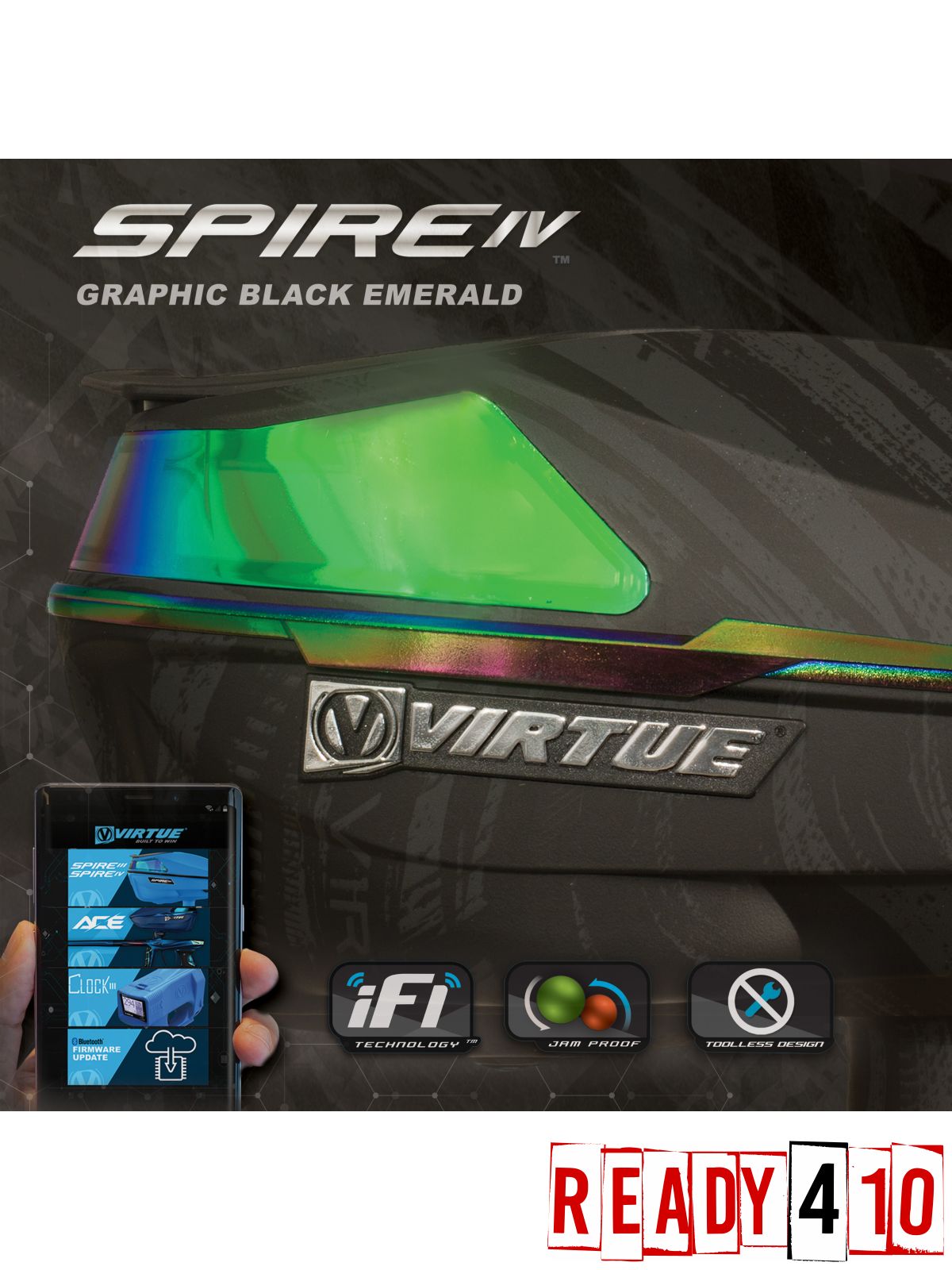 Hopper Virtue Spire IV Electronic Paintball Loader Graphic Emerald 