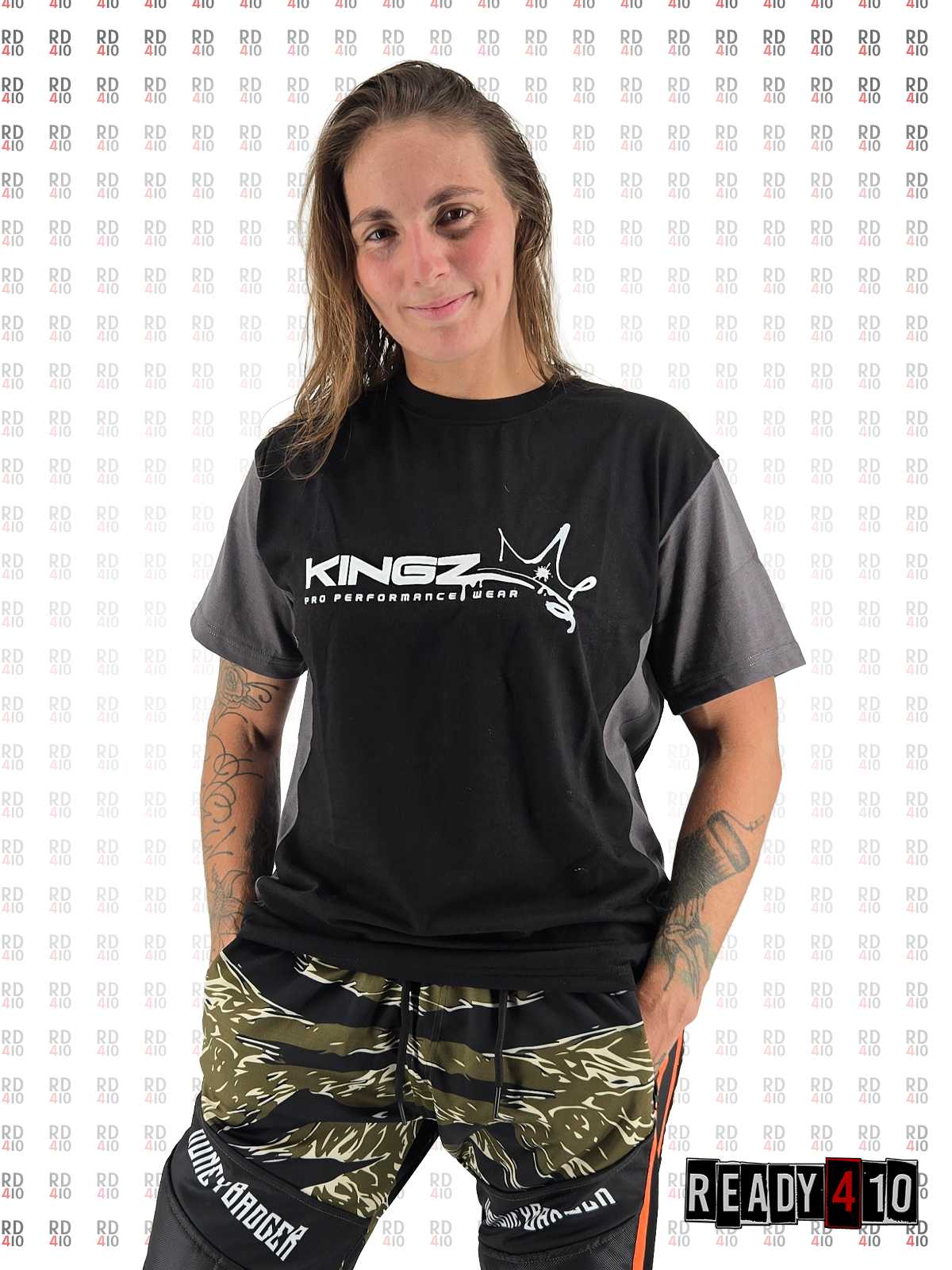 Kingz Pro Performance Wear Two Tone 3D Shirt Black Grey